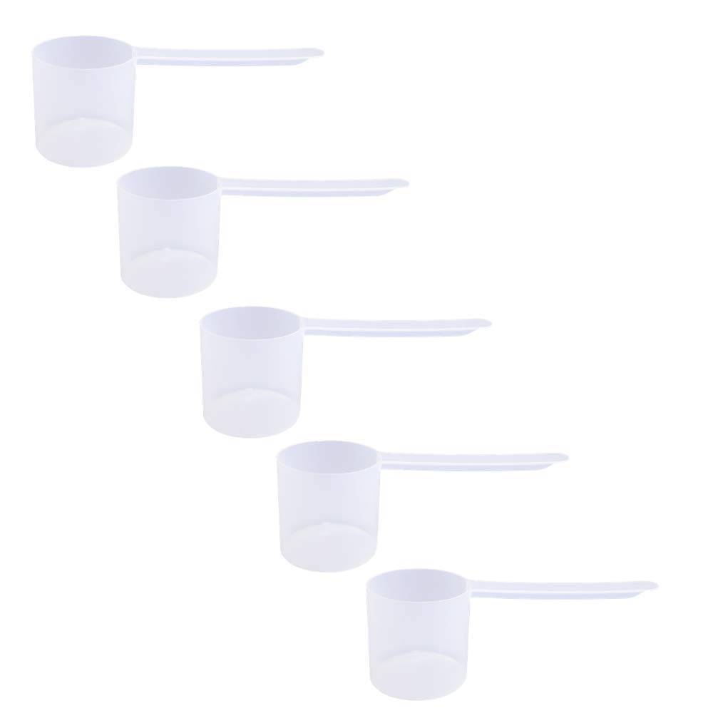 Plastic Measuring Scoop, (70 cc | 4.73 tbsp | 2.37 fl oz. | 70 mL) Long Handle Spoons for Powders, Granules, Coffee, Pet Food, Baking Supplies,