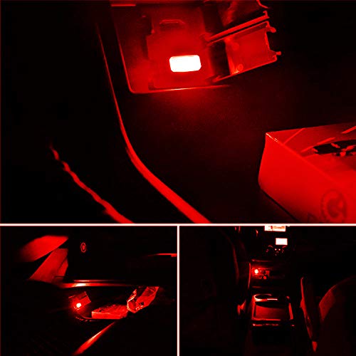 Kit de iluminación ambiental LED para interior de auto USB rojo miniatura 6