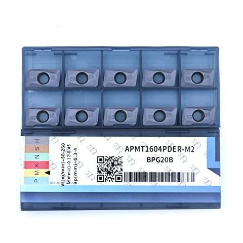 CDBP CNC Carbide Milling Inserts for Metal Cutting APMT1604PDER-M2,Indexable Inserts for Square Shoulder Milling Tools, 10 PCS Cover