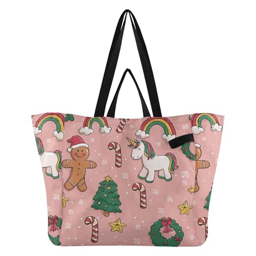 Sac fourre-tout en toile arbre de Noël durable pour shopping et transport