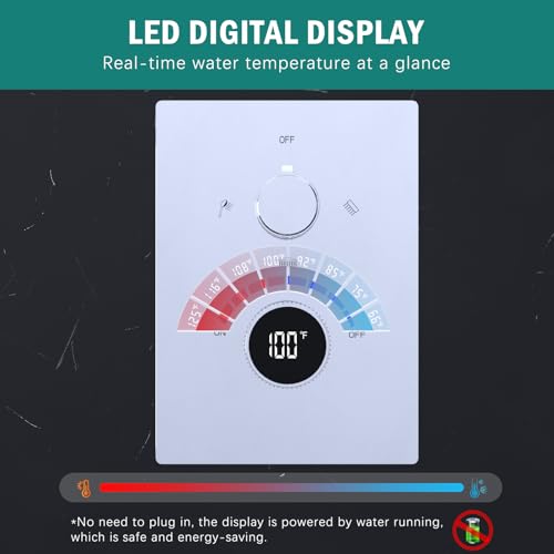 Sistema de Ducha Digital con Pantalla, Doble Cabezal Cuadrado de 10 y 6 Pulgadas, Spray Manual a Alta Presión, Válvula de Latón con Pantalla Hidráulica, Acabado Cromado Pulido miniatura 2