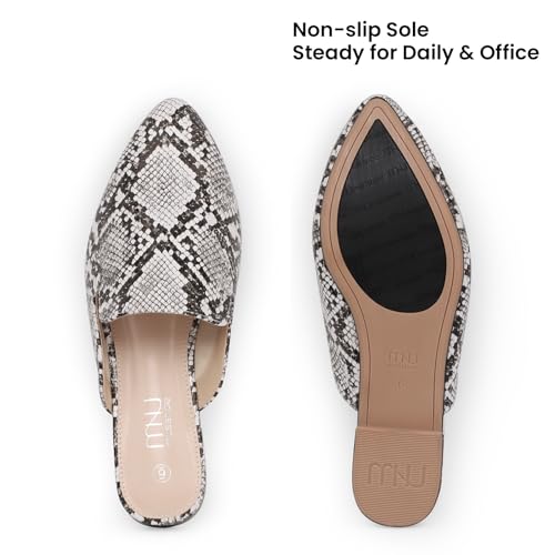Image of MUSSHOE Women's Pointed Toe Mule Flats: Comfortable Lightweight Slip On Backless Loafers with Memory Foam for Office Work & Dressy Casual Wear
