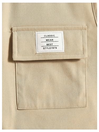 Image of OYOANGLE Men's Sleeveless V Neck Zip Up Cargo Vest Letter Patched Flap Pocket Vest Coat Outerwear