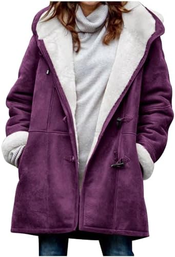 Womens Sherpa Lined Jackets Fashion Winter Fuzzy Fleece Hoodie Sweatshirt Casual Soft Cozy Horn Button Down Coats Womens Sherpa Lined Jackets Fashion Winter Fuzzy Fleece Hoodie Sweatshirt Casual Soft Cozy Horn Button Down Coats