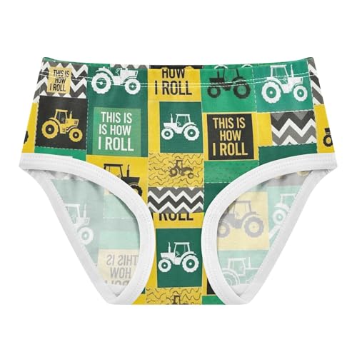 Toddler Underwear Floral 2t Cotton Little Girl Panties Personalized Underpants Briefs Green Yellow Tractors Prints