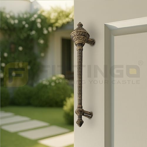 Image of Royal Gada Door Handle for Main Door /22 Inch Traditional Main Door Handle /Pull Push Handle for Home /Office /Hotels Doors - (Hole to Hole 450mm, Pack of 1) - Antique Matt- 3 Years Warranty