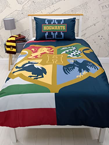 Harry Potter Kids Juego de Funda Nórdica Individual Niños Reversible Hogwarts Ropa de Cama