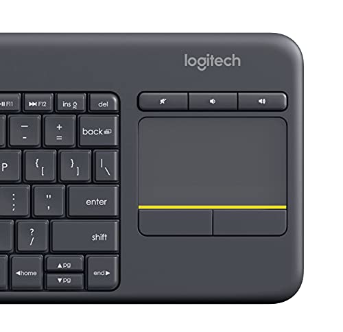 Logitech K400 Plus Clavier Sans Fil Touch TV Avec Contrôle Média et Pavé Tactile, Clavier Allemand QWERTZ - Noir