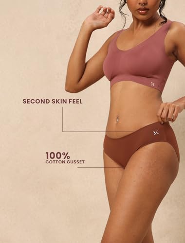 Image of Krvvy Low Waist Mid Coverage Seamless Bikini Panty for Women | Ultrasoft Underwear with 100% Cotton Gusset & Ventilation Holes