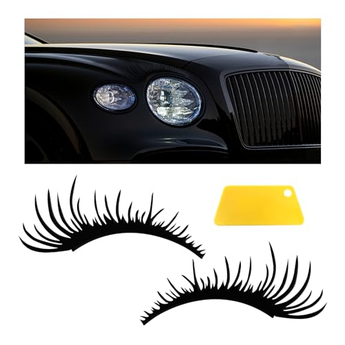 Dickno 2 PCS Car Headlight Eyelash Stickers, Cute Fake Eyelash Bumper Window Decal, Waterproof Auto Body Sticker, Universal Vehicle Exterior Decoration Accessories for Car SUV Truck (Black)