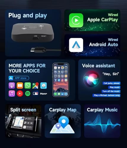 Image of Tobo Wireless CarPlay Adapter, Upgraded Plug & Plug-and-Play dongle for iPhone with 5.8GHz WiFi, Easy Installation and Online Updates, Compatible with OEM Wired CarPlay Car Models TD-1227WA