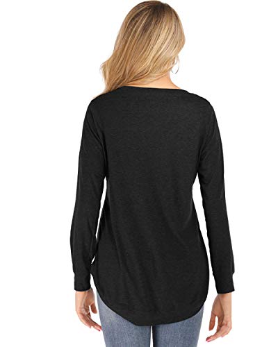 Women's Color Block Crew Neck Tunic Tops Casual Long Sleeve Pullover Shirt Blouse Red