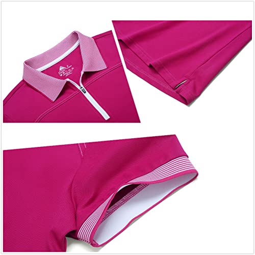 Women Tennis Shirts Short Sleeve Solid Golf T-Shirt Collared Athletic Polo Tops Sport Shirts Contrast Color Purple White #TOP5