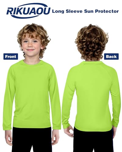 Image of Boys UPF 50+ Rash Guard Swim Shirt, Kids Youth Long Sleeve Sun Protection UV Rashguard Shirts for Water Surfing Beach