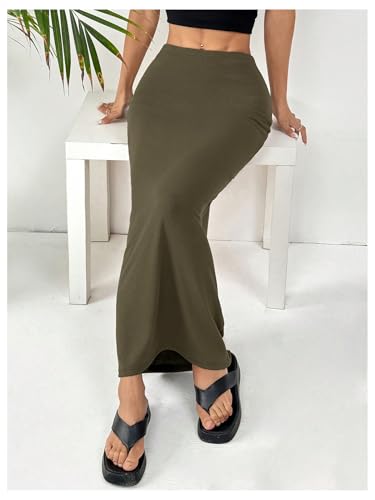 Image of GORGLITTER Women's Trendy Pencil Long Maxi Skirts High Waisted Skirt