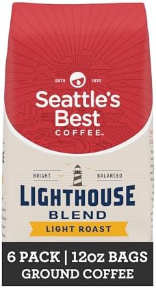 Seattle's Best Coffee Light Roast Ground - Lighthouse Blend 100% Arabica (6 Bags, 12 Oz Each)