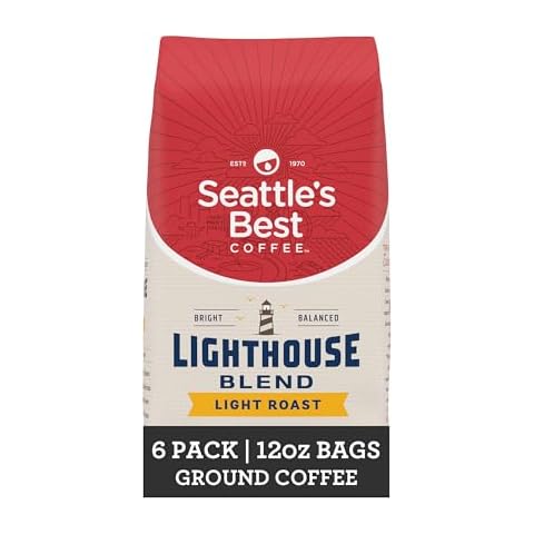 Seattle's Best Coffee Light Roast Ground Coffee, Lighthouse Blend, 100% Arabica, 6 Bags (12 Oz Each) Cover
