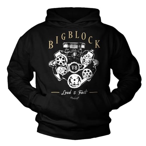 Sweatshirt Makaya Rockabilly pour homme avec motif V8 hot rod et manches longues