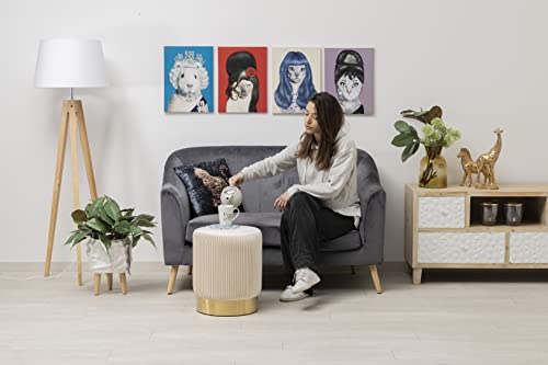 MONTEMAGGI Pouf Velluto Sgabello Plissettato