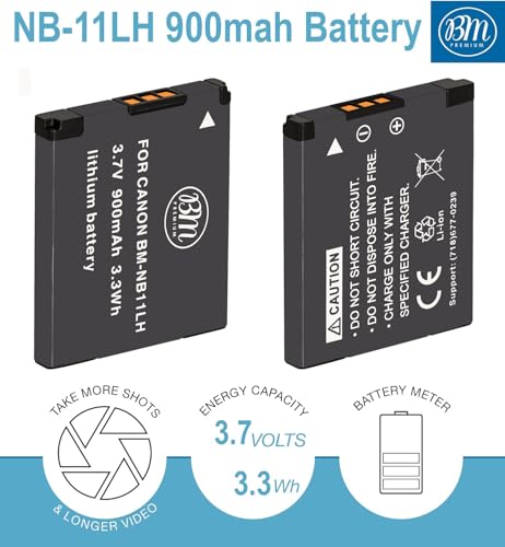 Image of BM Premium 2 Pack of NB-11L NB-11LH Batteries and Charger Kit for Canon PowerShot Elph 110 Elph 130 Elph 135 IS Elph 140 IS Elph 150 IS Elph 160 Elph 170 IS Elph 180 Elph 190 IS Elph 320 HS Elph 340 HS Elph 350 HS Elph 360 HS A2300 IS A2400 IS A2600 IS A3400 IS A4000 IS SX400 IS SX410 IS SX420 IS Digital Camera