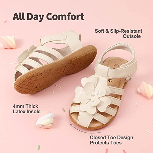 Image of DREAM PAIRS Girls Toddler /Little Kid Closed-Toe Flower Summer Dress Sandals Shoes