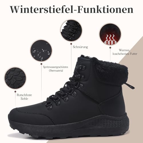 Cenlynn Damen Winterschuhe Winterstiefel Gefütterte Schneestiefel Outdoor Trekking Wanderschuhe