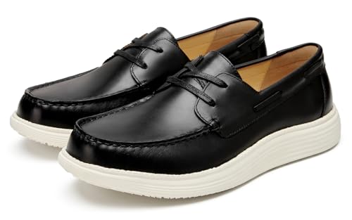 Image of Journey West Men's Lightweight Leather Penny Loafers Dress Sneakers, Business Casual Slip-on Loafers Shoes, Genuine Leather Breathable Walking Shoes