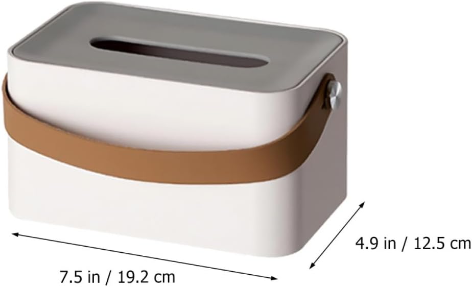 Square Tissue Holder Box Portable Plastic Paper Napkin Organizer for Home Office Bathroom Desktop Use White