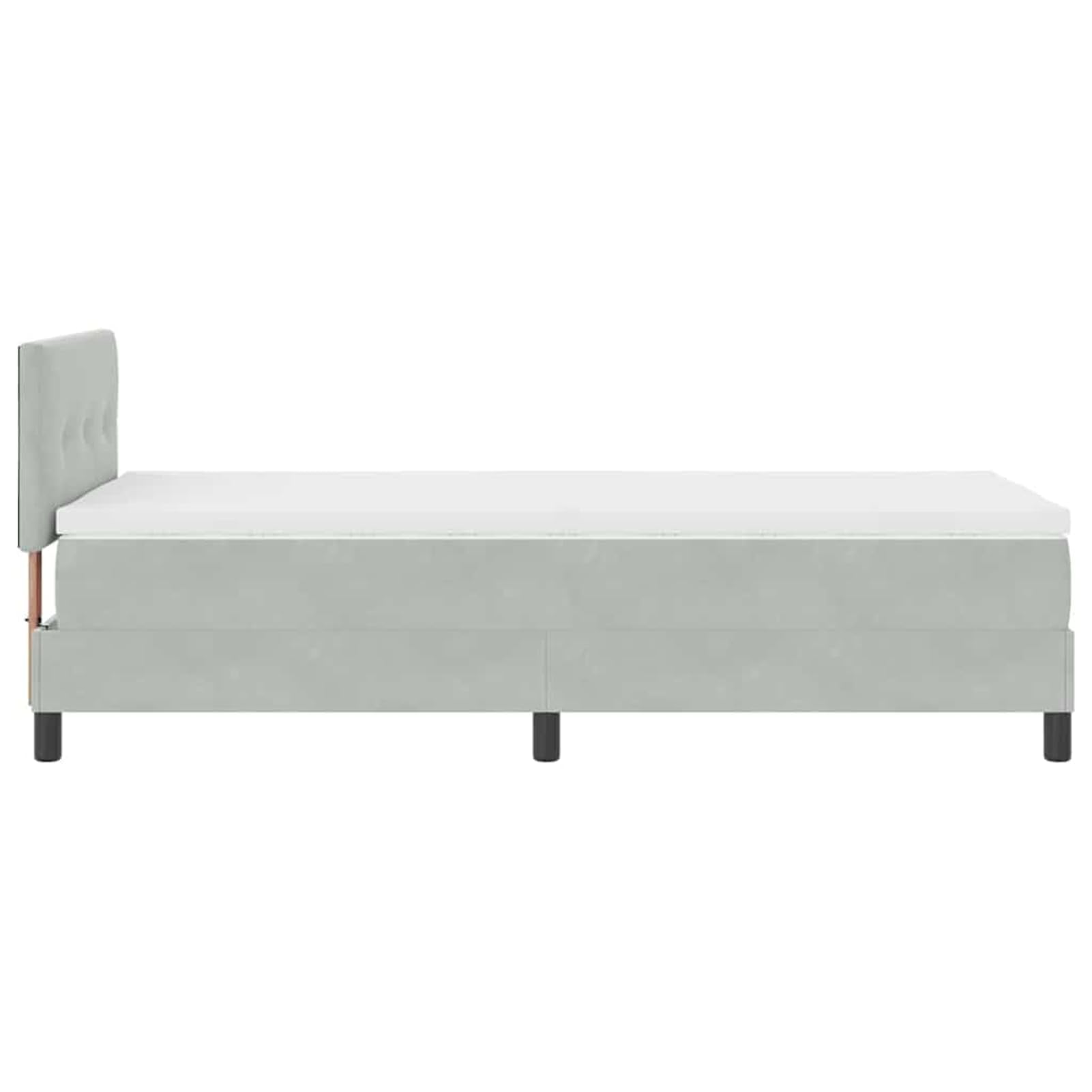 ATOMSTACK MAKER Cama con somier de 90 x 200 cm, color gris claro con cabecero ajustable y colchón de muelles ensacados – Moderna cama de terciopelo para dormitorio, lectura y relajación