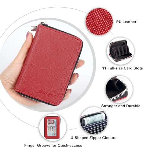 Image of Credit Card Wallet, RFID Card Case Wallet, Zipper Card Cases Holder for Men Women, RFID Blocking, KeyChain Wallet, Compact Size Card Organizer Case for Women