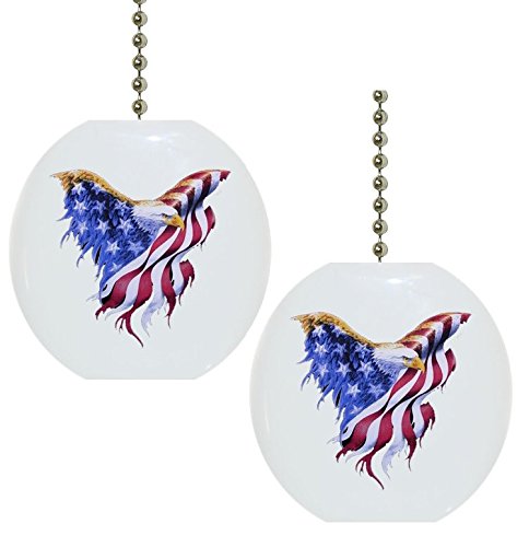eagle ceiling fan pull chain - Set of 2 Eagle Flag Patriotic Ceramic Fan Pulls