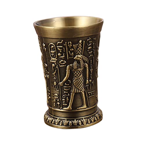 rockible Vaso de Aleación de Zinc, Tallado, de Estilo Vintage, para Cócteles, Ramsés de Bronce, Individual