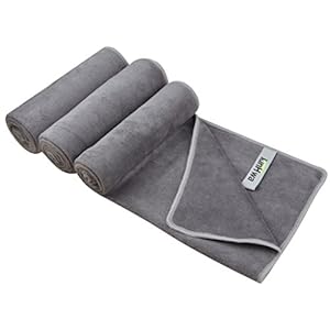 KinHwa Gym Towels for Men Sweat Absorbent Workout Towels Soft Microfiber Sports Towel Perfect Size for Workouts, Yoga, Running, Biking or Camping 16inch x 31inch 3 Pack Gray