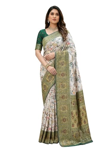 Image of C J Enterprise Women's Kanjivaram Style Soft Silk Saree Heavy Zari Woven Traditional Wedding Saree with Blouse Piece (Morpankh)