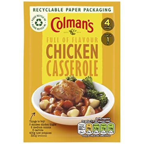 Original Colman's Sausage Casserole Sauce Mix Imported From The UK England A Seasoning Mix with Tomato Herb for Sausage Casserole Colman's Sausage British Casserole Sauce Mix Cover
