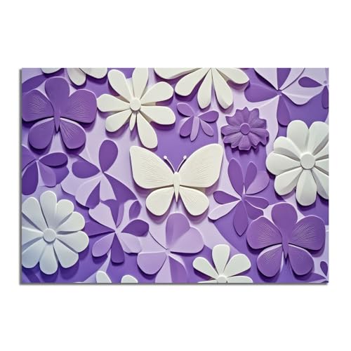 Póster de mariposa para pared de baño, decoración vintage lila en lienzo de 40x60