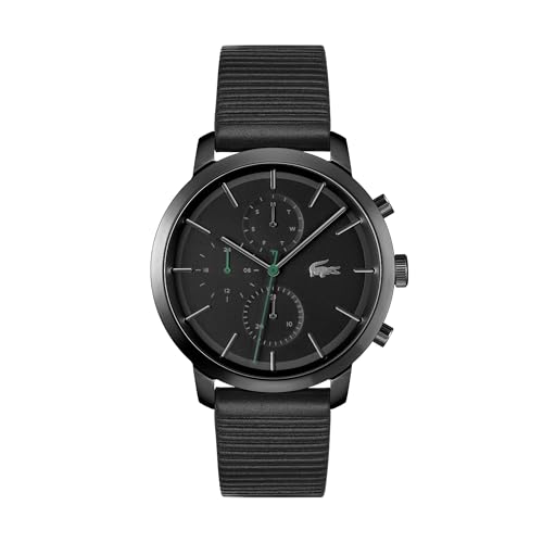 Lacoste Multi Zifferblatt Quarz Uhr für Herren Kollektion Replay mit Schwarzes Lederarmband - 2011177