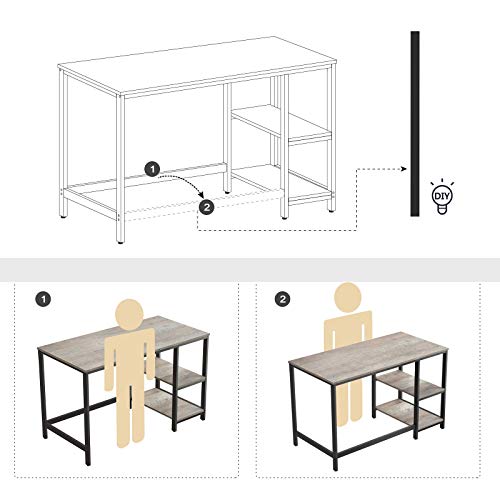 Vasagle Computer Desk, 47.2-Inch Wide Home Office Desk For Study, Writing Desk With 2 Shelves On Left Or Right, Steel Frame, Industrial, Greige And Black Ulwd47Mb #TOP3