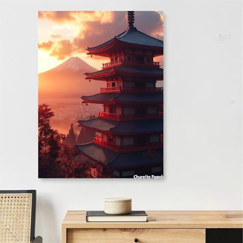 Peinture Numero Adulte Mont Fuji avec Cadre : Toile Lin Premium 90x150cm d'Art Japonais