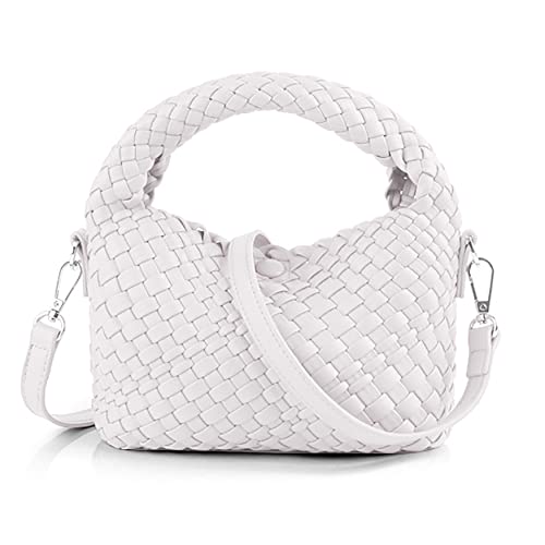 Woven Purse For Women, Small Crossbody Tote Bag with Detachable Shoulder Strap, Girls Top Handle Handbag