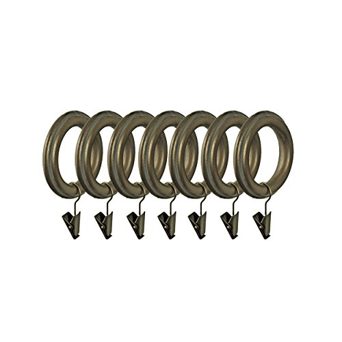 BEME International 2-Inch Inner Diameter Wood Drapery Clip Rings, Vintage Gold