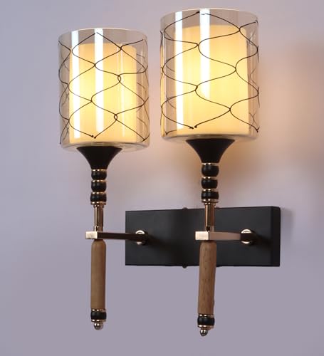 Image of ELAINTE Premium Wall Light | | Elegant Glass Wall Lamp for Living Room & Hallway | 3 Years Warranty | Free Bulb (Aurea-Double)