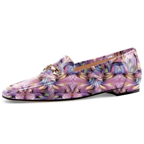 Image of Oh Mispares Womens Loafers Square Toe Low Heel Penny Loafers Fashion Comfortable Slip on Flats Casual Dressy Shoes for Women Work Office Patent Leather