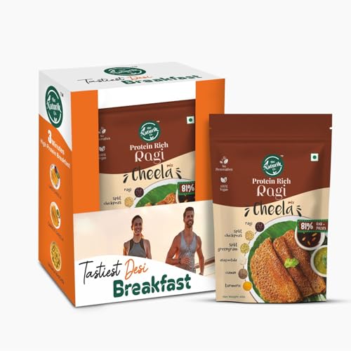 Image of The Naturik Co. Ragi Chilla Mix 40g (Pack of 12) - Protein-Rich, 100% Vegan | Healthy Breakfast Mix | Ready to Cook Cheela or Dosa Mix | As Seen On Shark Tank