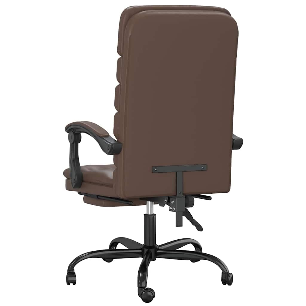 Krzesło biurowe z funkcją masażu i obiciem ze sztucznej skóry, brązowe, z regulacją wysokości na kółkach, ergonomiczne oparcie, obrotowe, do domowego biura i gier