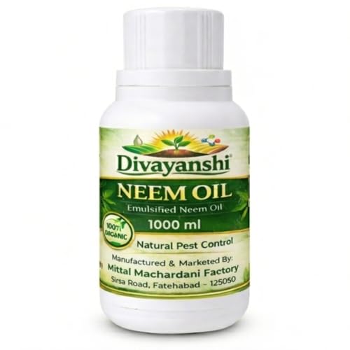 Image of Divayanshi Neem Oil for Plants | 100% Organic Cold Pressed Concentrate | Natural Insecticide & Pest Control Spray for Indoor & Outdoor Plants | Controls Aphids, Mealybugs & Fungal Issues-1000ml