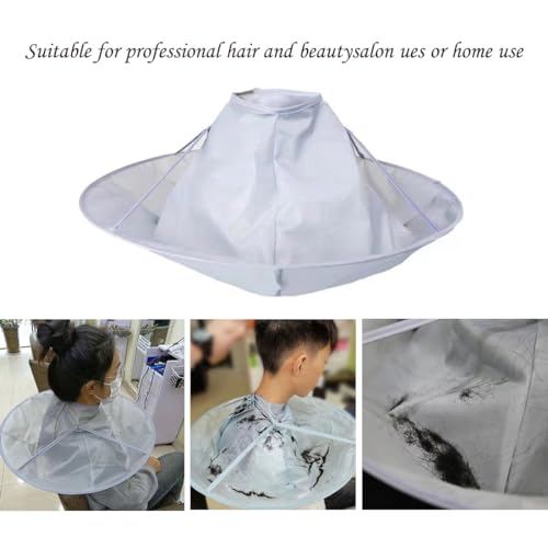 Hair Cutting Capes for Men, Umbrella Barber Cloak Cape for Home & Salon Use, Anti-static, Adjustable Neck Size (White) - Thumbnail 2