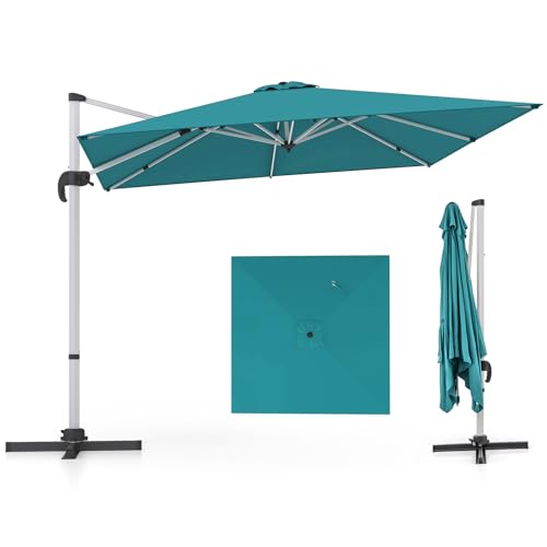 COSTWAY Sonnenschirm rechteckig 300 x 300 cm, großer Ampelschirm mit...