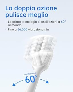 Laifen Wave Spazzolino elettrico, Spazzolino Elettrico Oscillante e Vibrante per Adulti con 3 Testine, IPX7 Impermeabile, Spazzolino Magnetico Ricaricabile(ABS)