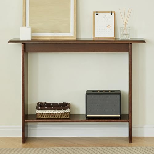 Mesa consola de granja de madera marron rustica para pasillo y entrada 2